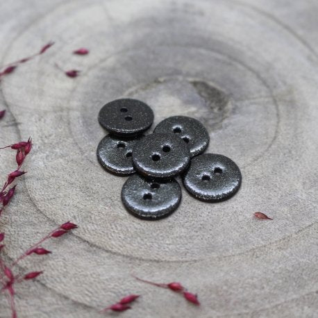 Glitter Buttons - Black (15mm)