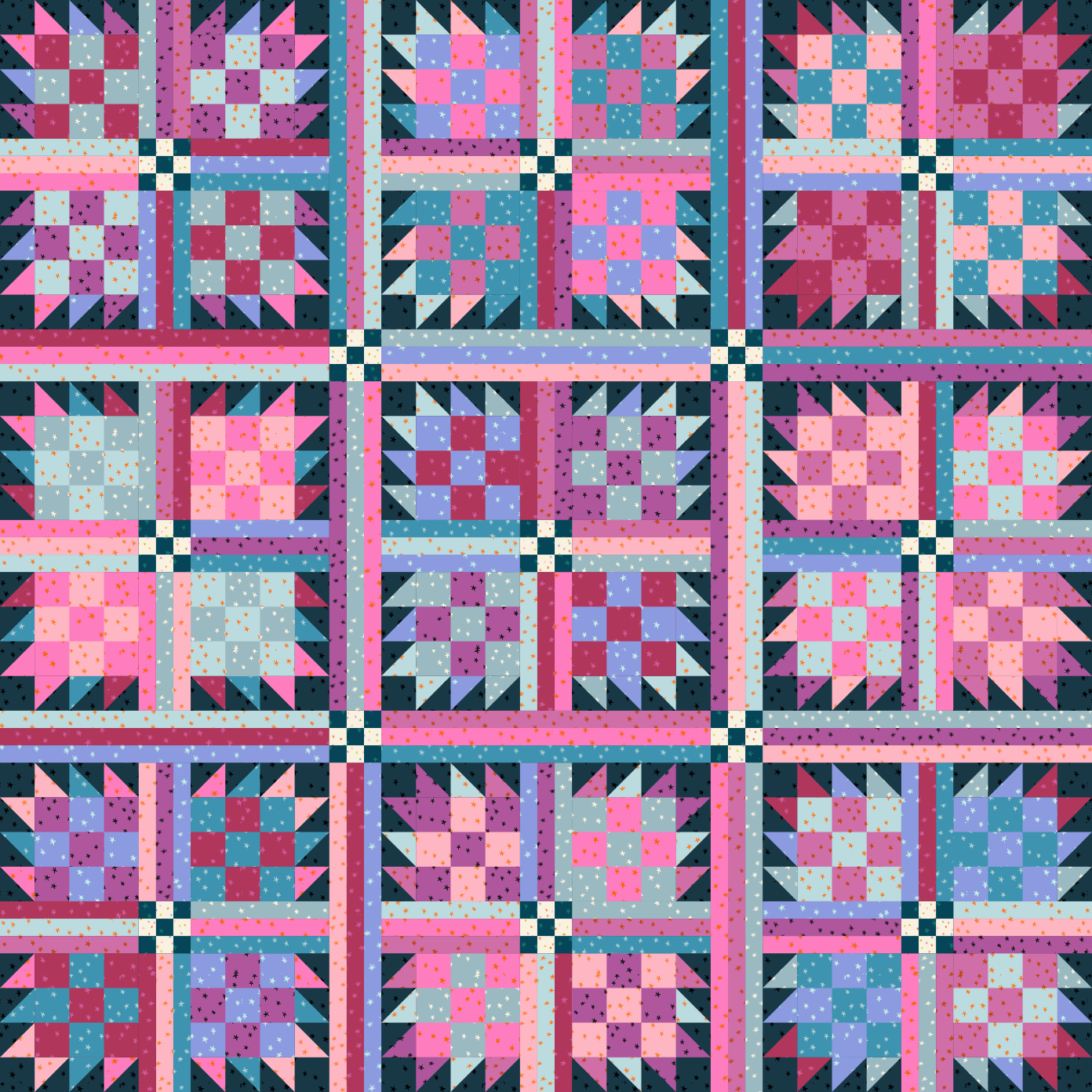 Goldie Quilt Kit - Starry 2025 Blues and Pinks