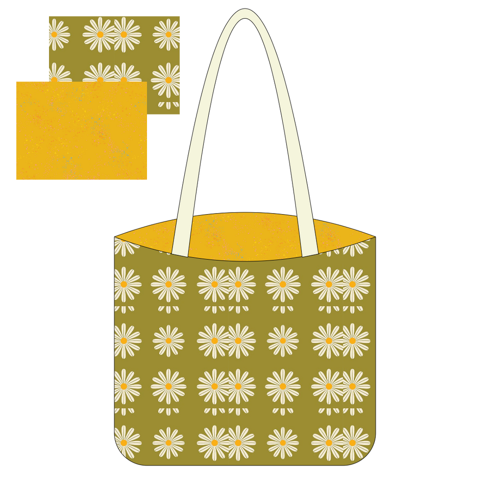 Green Daisies and Speckled Goldenrod Canvas Tote Kit