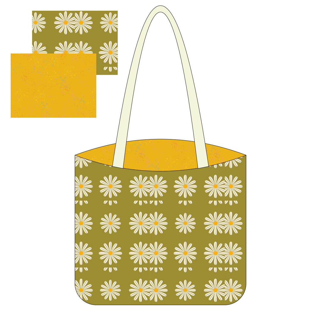 Green Daisies and Speckled Goldenrod Canvas Tote Kit