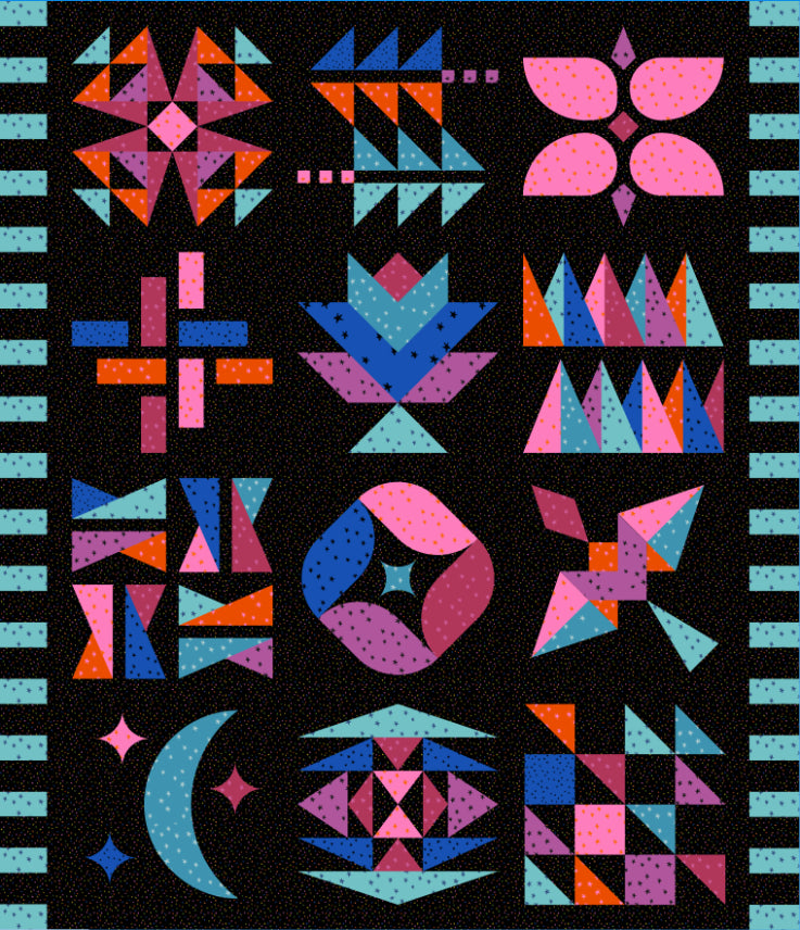 Hand and Soul BOM Quilt Kit - Bright Starry