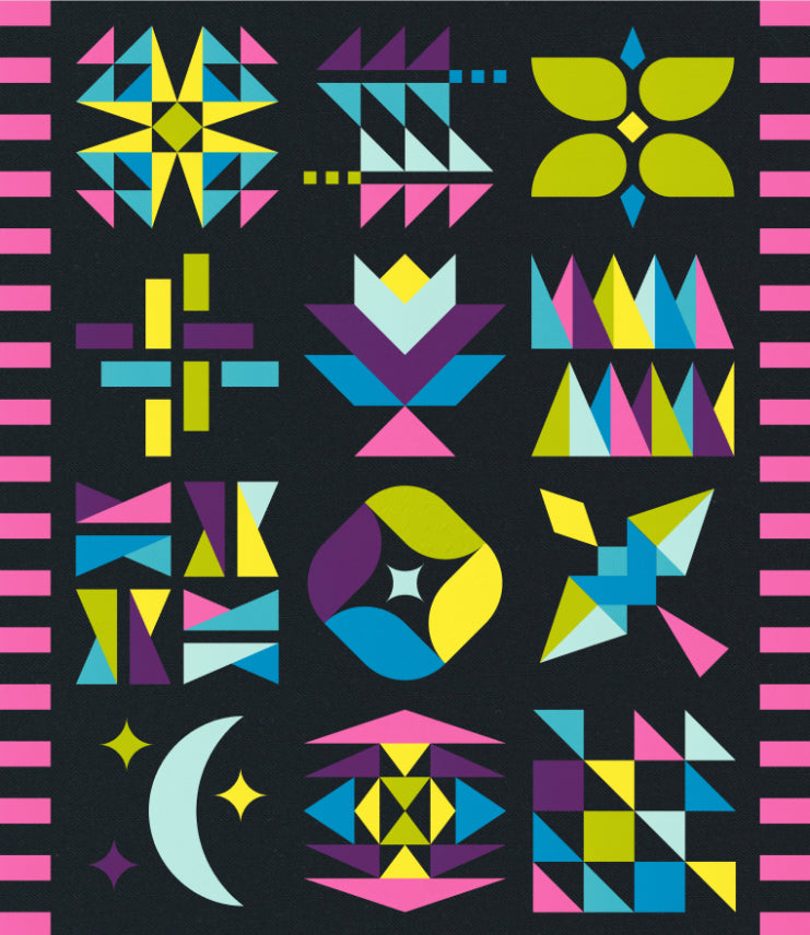 Hand and Soul BOM Quilt Kit - Neon Party