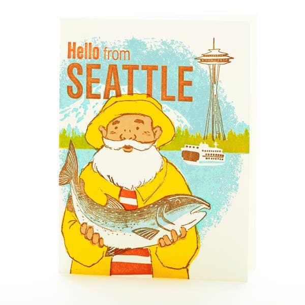 Hello From Seattle Fisherman Card 