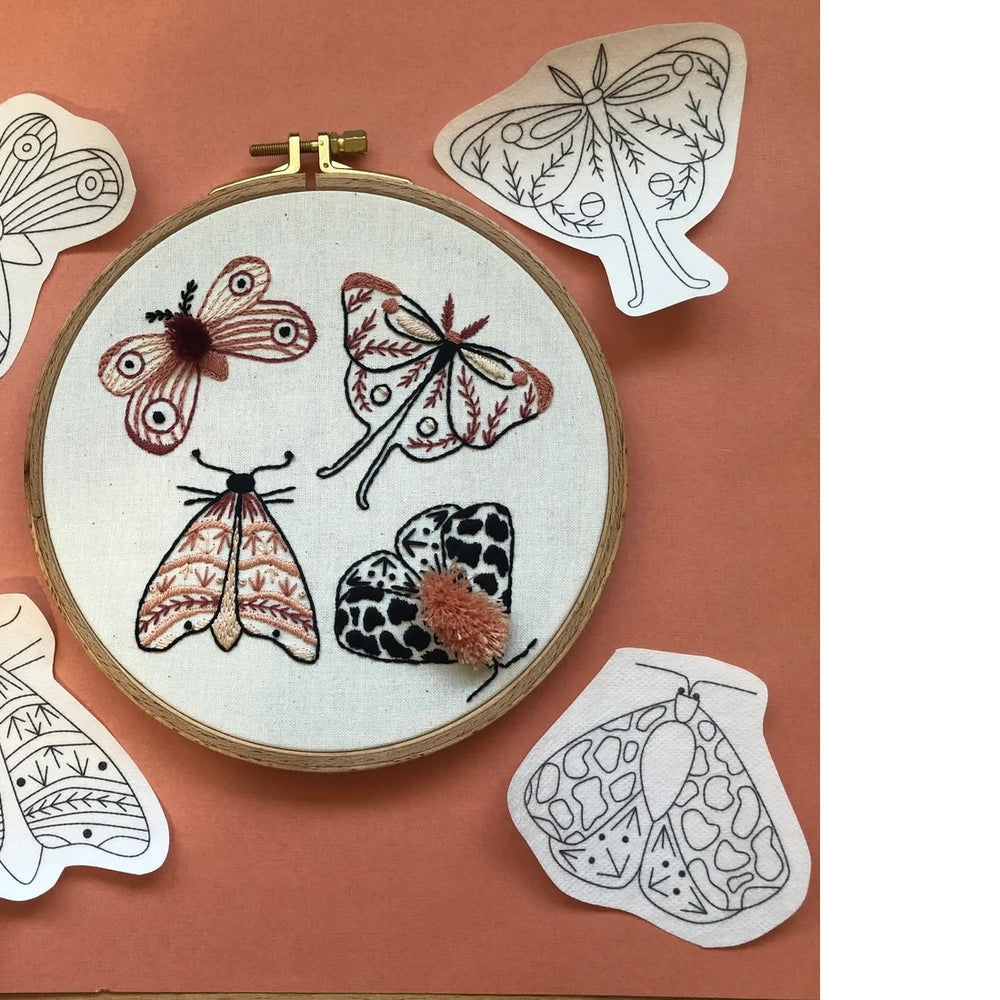 Moths - Peel Stick and Stitch Embroidery Pattern