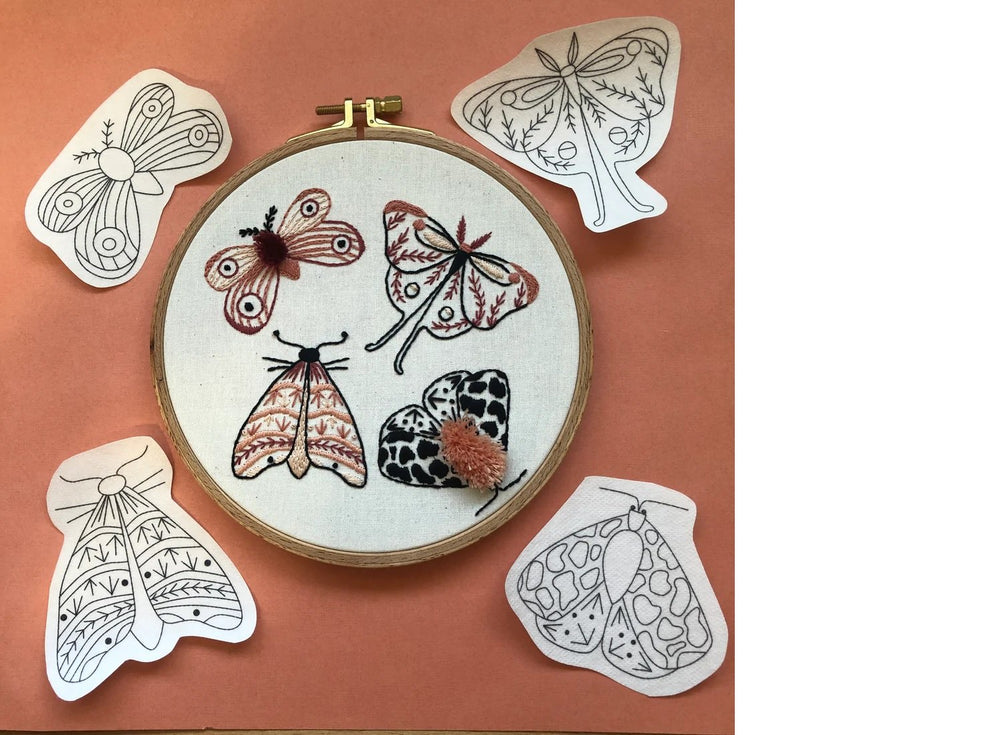 Moths - Peel Stick and Stitch Embroidery Pattern