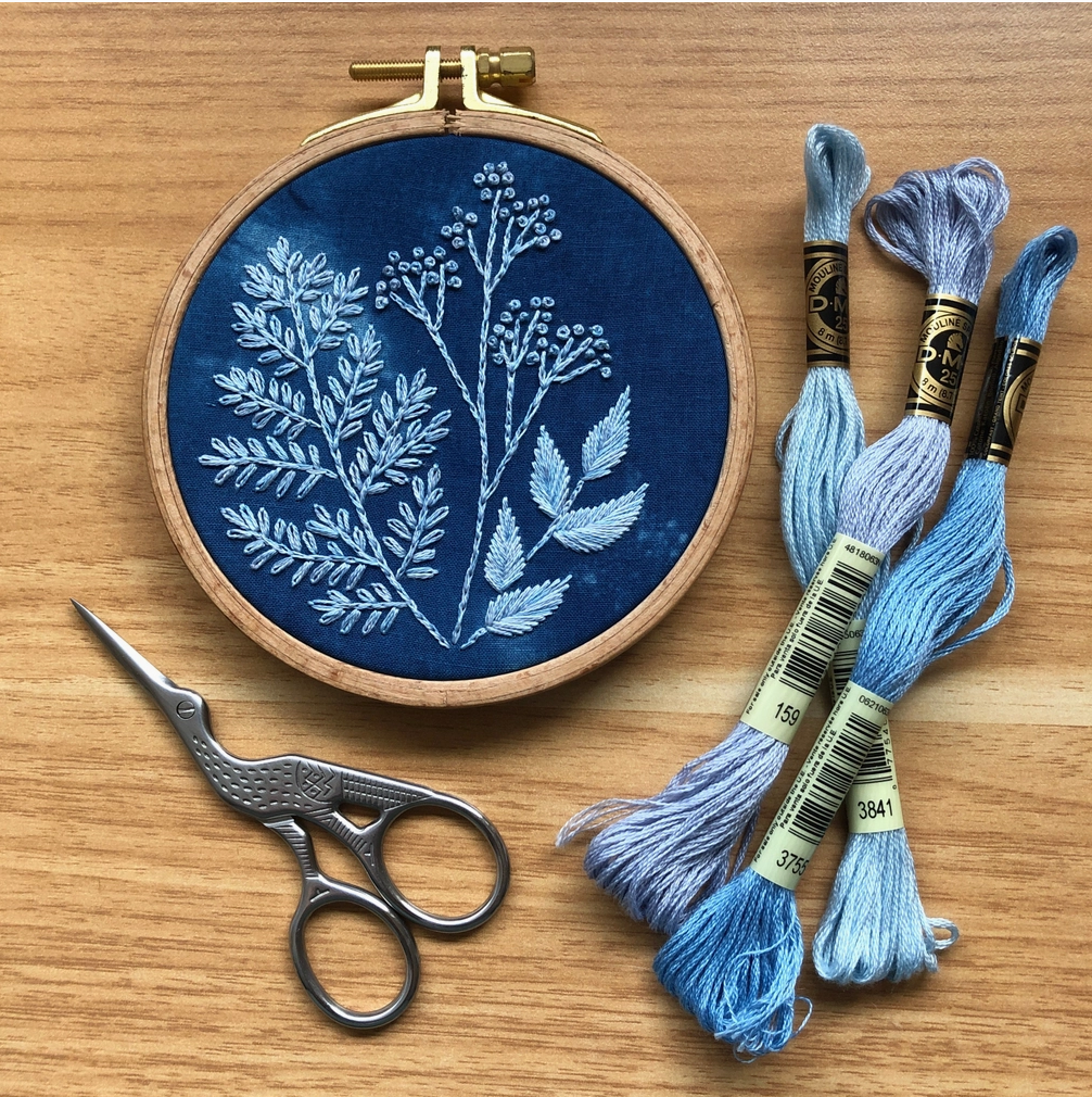 Cyanotype Botanicals - Beginner Embroidery Kit 