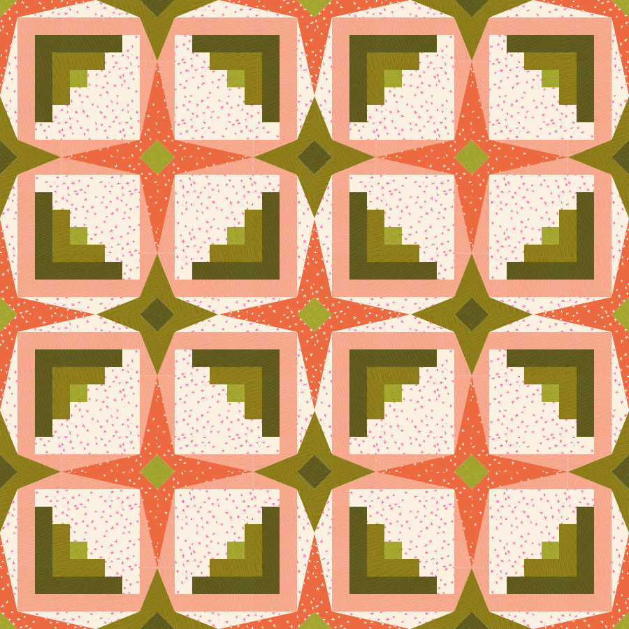 Greens and Peaches Sky Cabin Quilt Kit Throw Size Wyldwood Creative