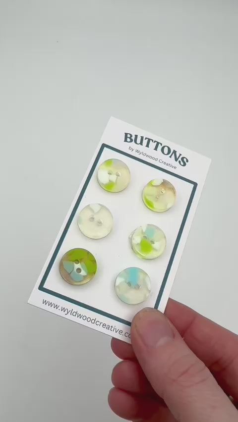 Speckled Buttons - Blue, Green, and White