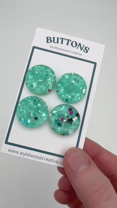 Turquoise Glitter Buttons