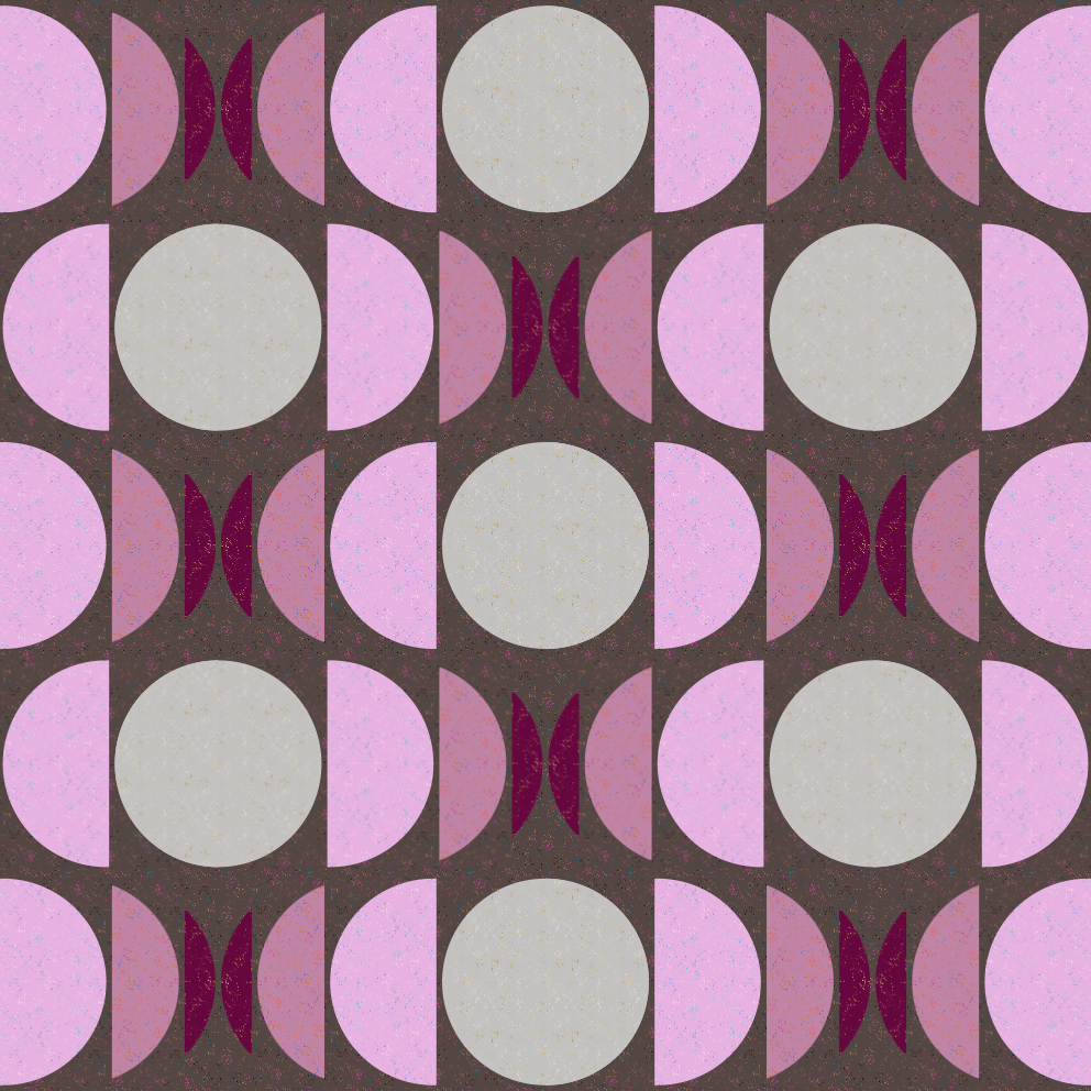 digital mock up of clava quilt pattern moon phases in purple