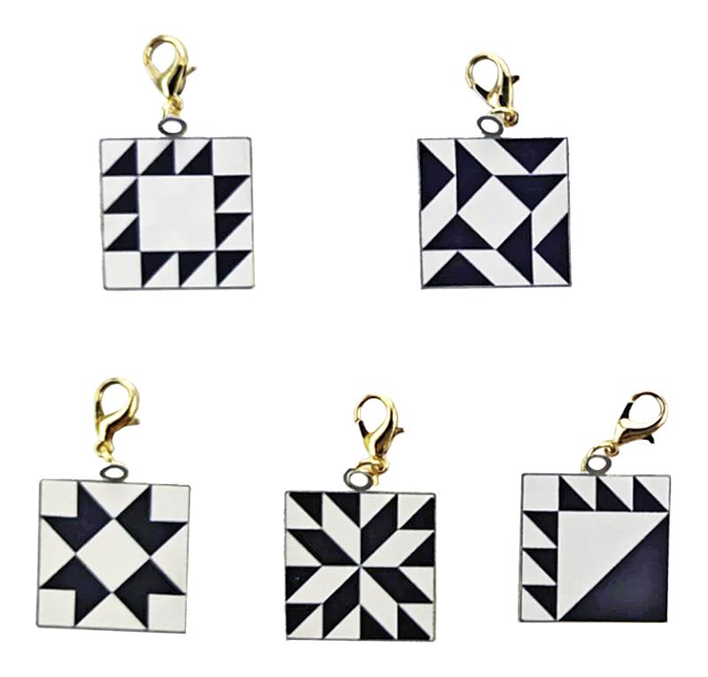 Quilt Block Zipper Pull Charms 5ct