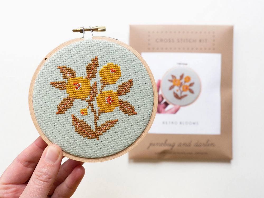 Retro Blooms Cross Stitch Kit 