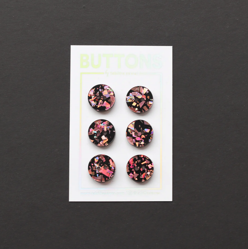 Rose Gold Confetti Circle Buttons (15mm) 