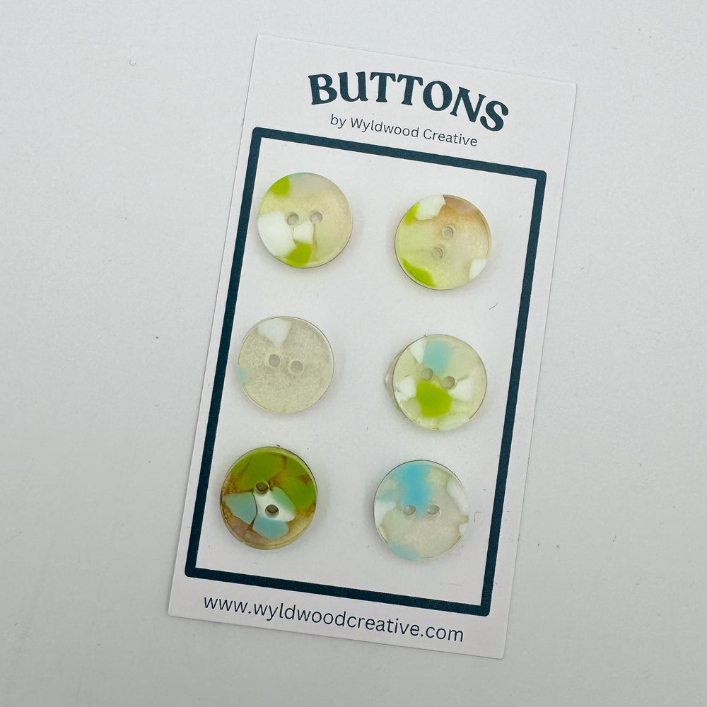 Speckled Buttons - Blue, Green, and White