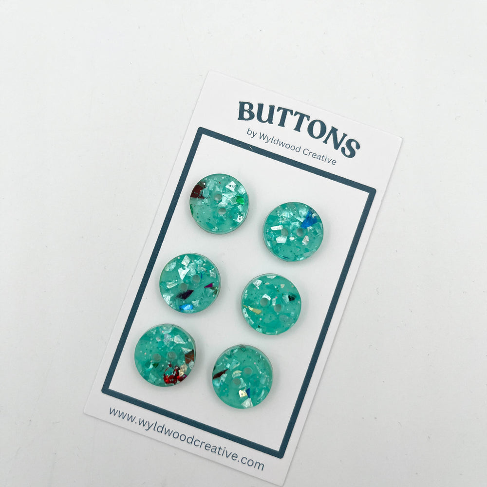 Turquoise Glitter Buttons