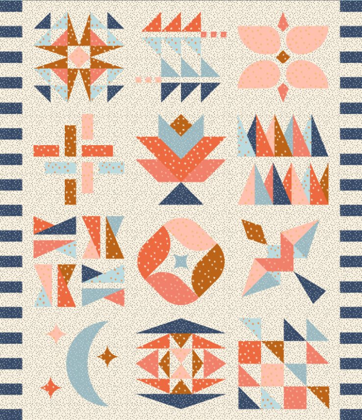 Hand and Soul BOM Quilt Kit - Muted Starry