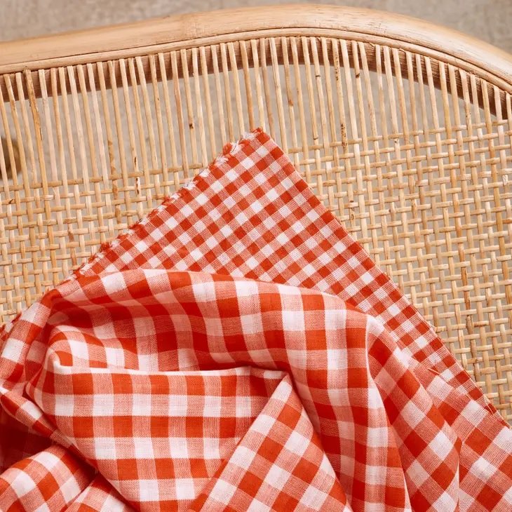 
                      
                        Double Gauze Gingham - Off White and Tangerine
                      
                    