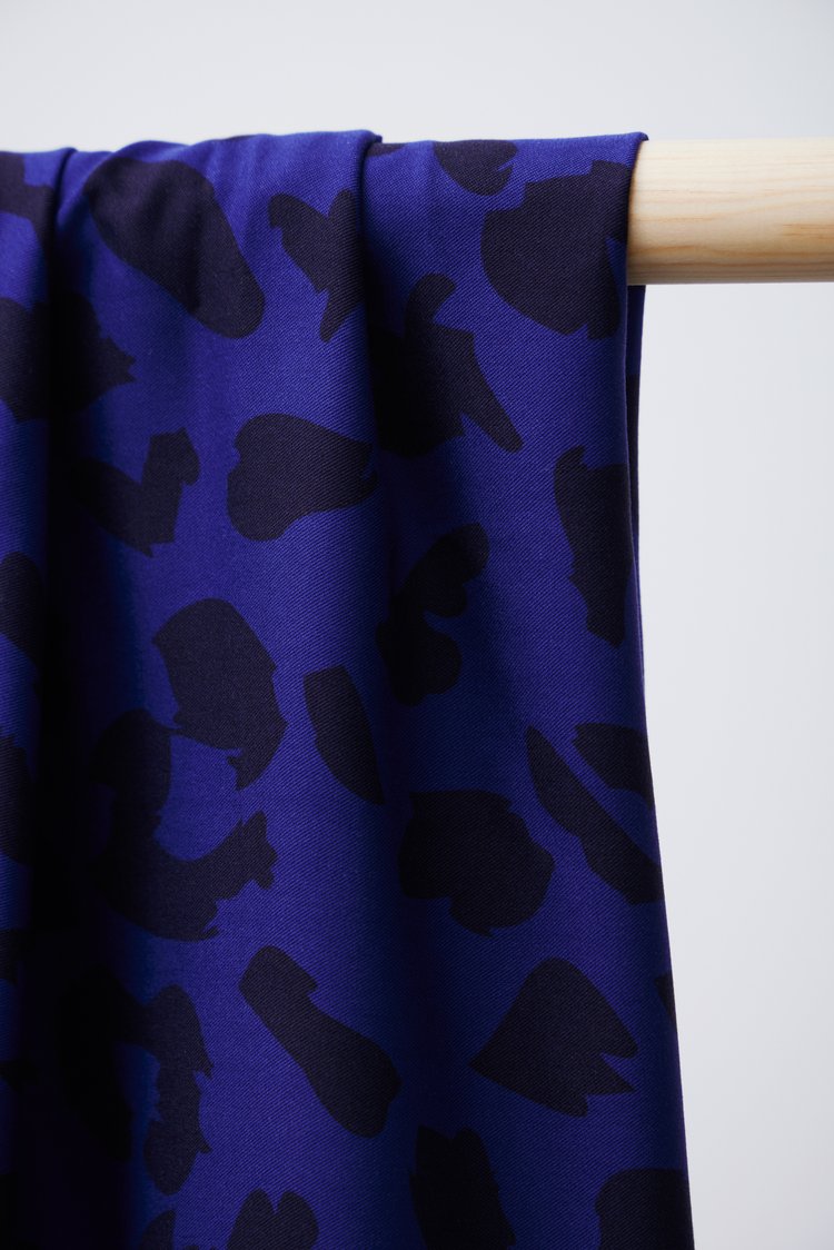 Viscose Twill - Urban Leopard - Cobalt Blue