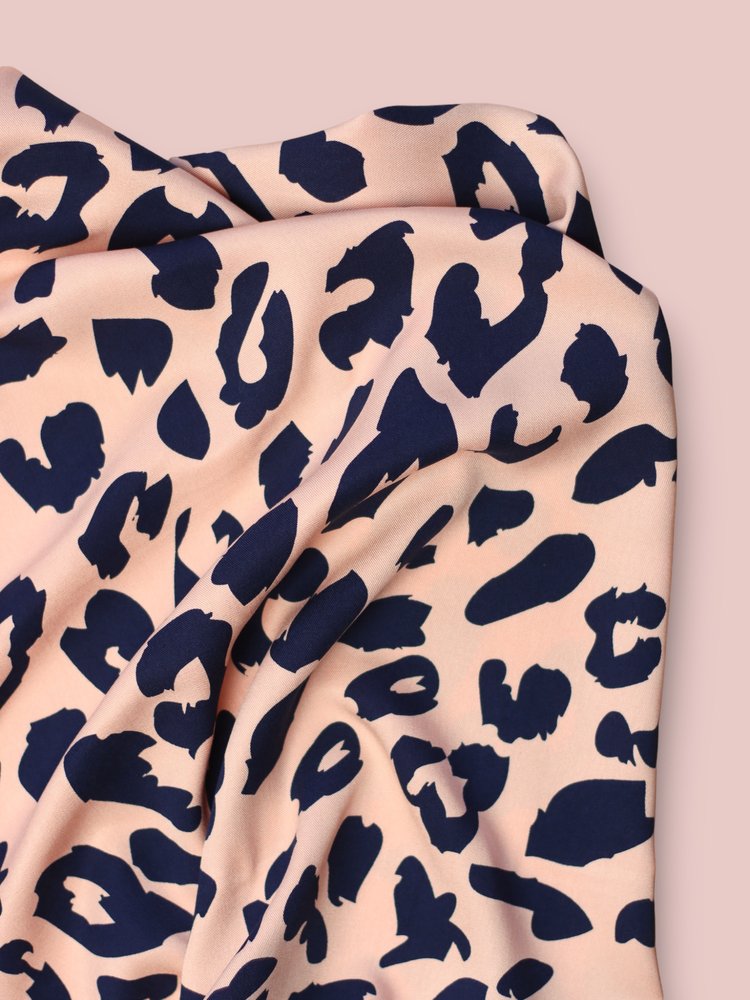 Viscose Twill - Urban Leopard - Peach + Indigo