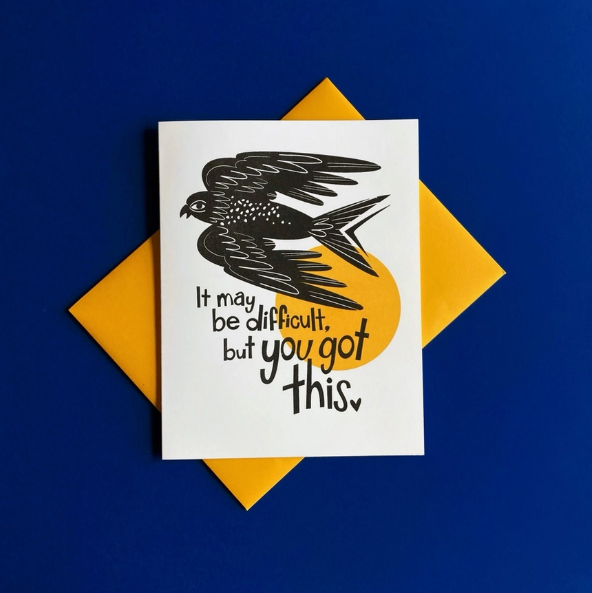 You Got This Bird Risograph Greeting Card